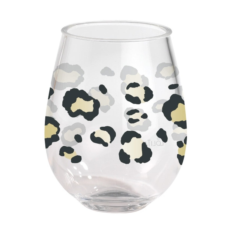 Merritt International Lolita 15oz Stemless Wine Set of 2 – Leopard Acrylic
