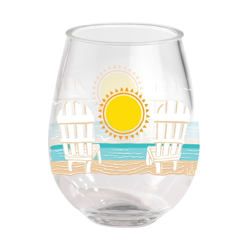Merritt International Lolita 15oz Stemless Wine Set of 2 – Sun On the Beach Acrylic
