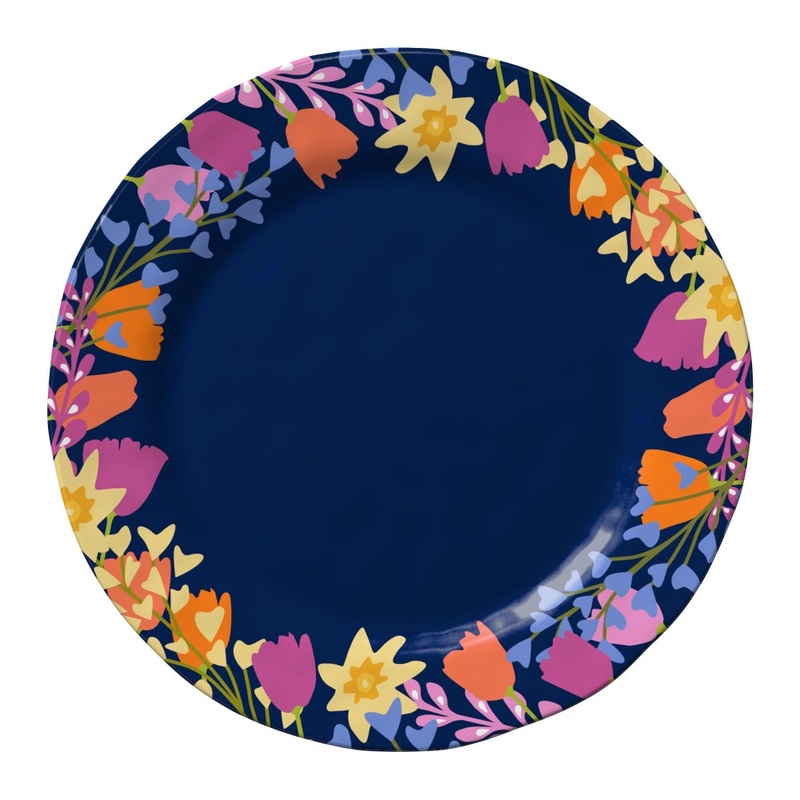 Merritt International Midnight Garden 11 in. Dinner Plate Melamine Set Of 6