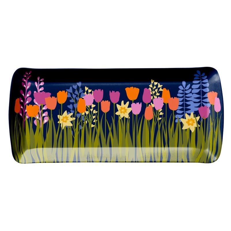 Merritt International Midnight Garden 15.5 in. x 7.5 in. Appetizer Tray Melamine Set Of 4