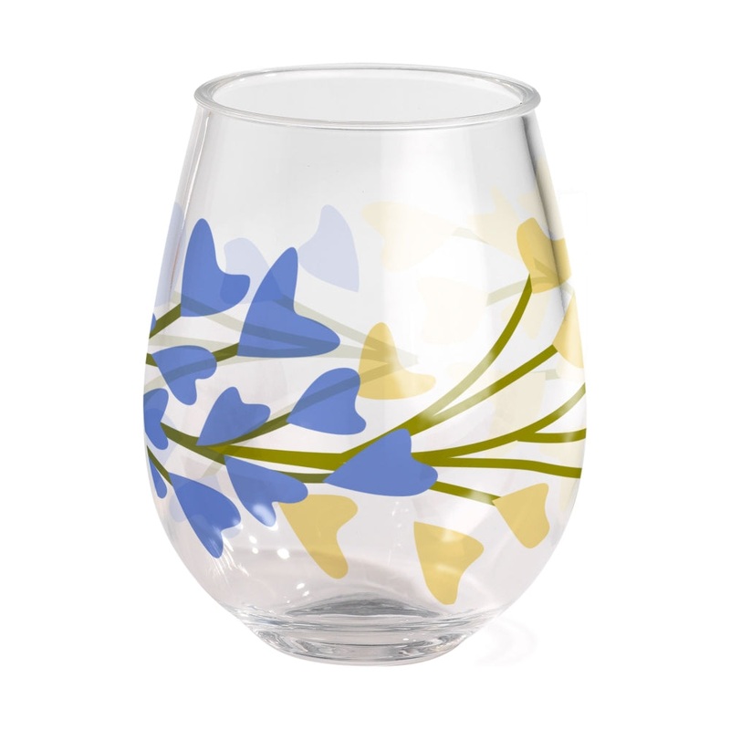 Merritt International Midnight Garden 15 oz. Stemless Wine Glass Acrylic Set Of 12