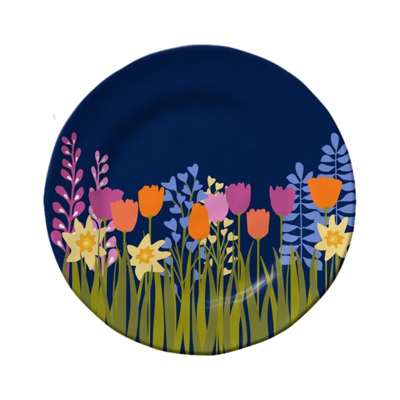 Merritt International Midnight Garden 8.5 in. Salad Plate Melamine Set Of 6