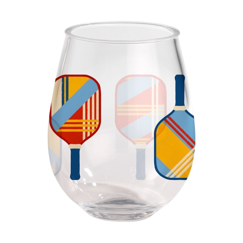Merritt International Pickleball 15 oz. Stemless Wine Glass Acrylic Set Of 12