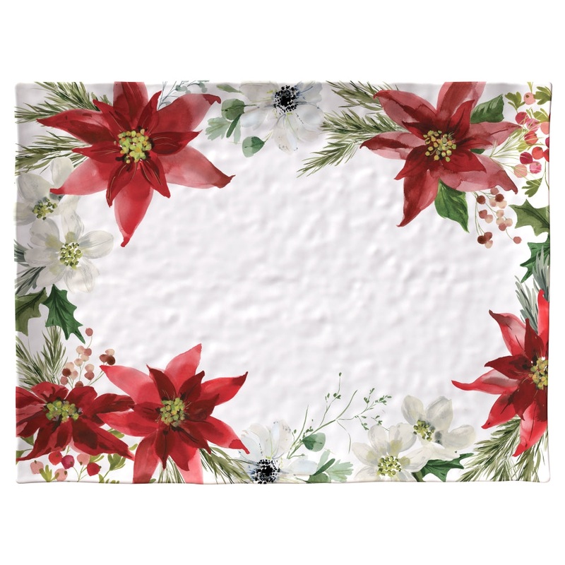 Merritt International Poinsettia 16 x 12 Serving Tray Melamine