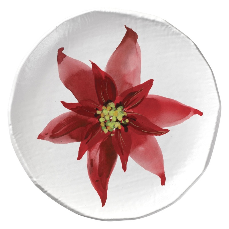 Merritt International Poinsettia 6 Appetizer Plate Melamine Set Of 12