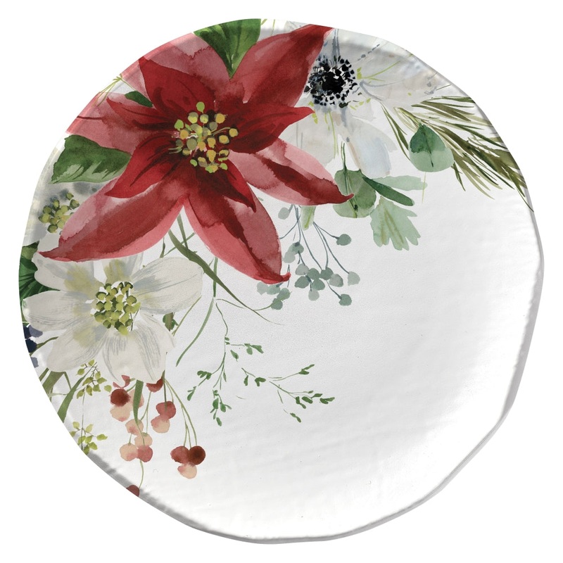Merritt International Poinsettia 8.5 Salad Plate Melamine Set Of 6