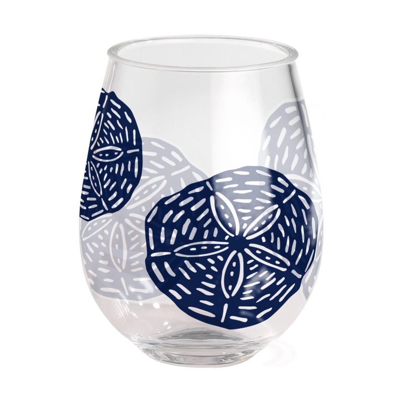 Merritt International Sand Dollar 15 oz. Stemless Wine Glass Acrylic Set Of 12