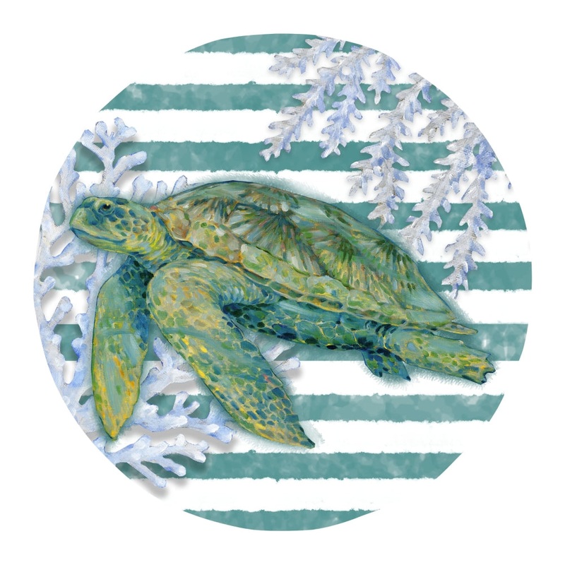 Merritt International Sea Turtle 11 in. Dinner Plate Melamine Set Of 6