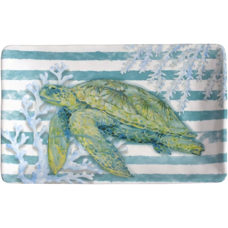 Merritt International Sea Turtle 8 in. x 5.5 in. Snack Tray Melamine Set Of 6