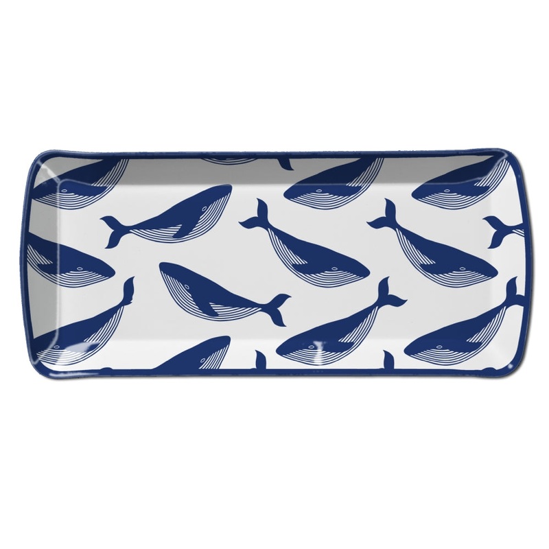 Merritt International Whales 15in x 6.25in Appetizer Tray Melamine Set Of 4