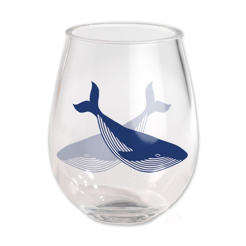 Merritt International Whales 15oz Stemless Wine Glass Acrylic Set Of 12