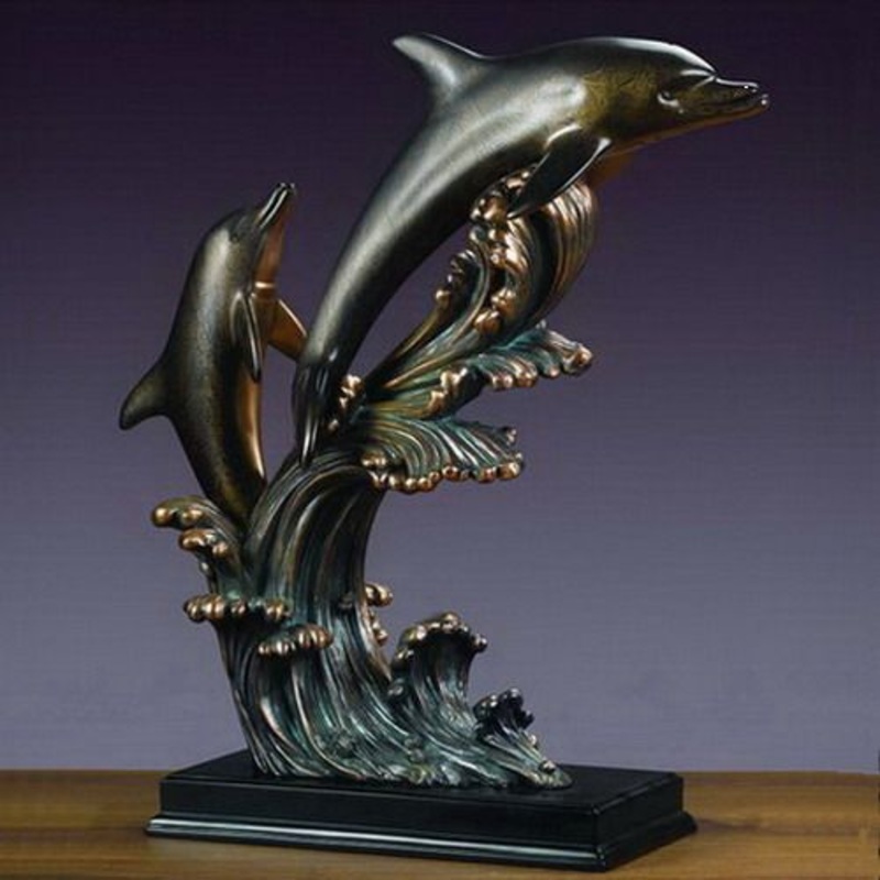 Treasure of Nature 22×23.5 Two Dolphins Sculpture, Resin