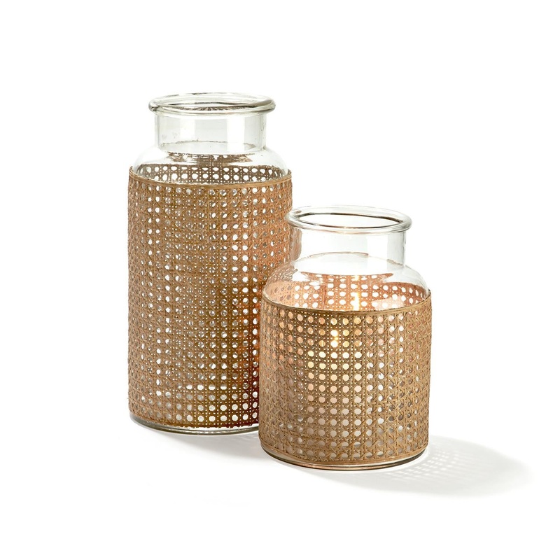 Two’s Company Set of 2 Cane Webbing Jars