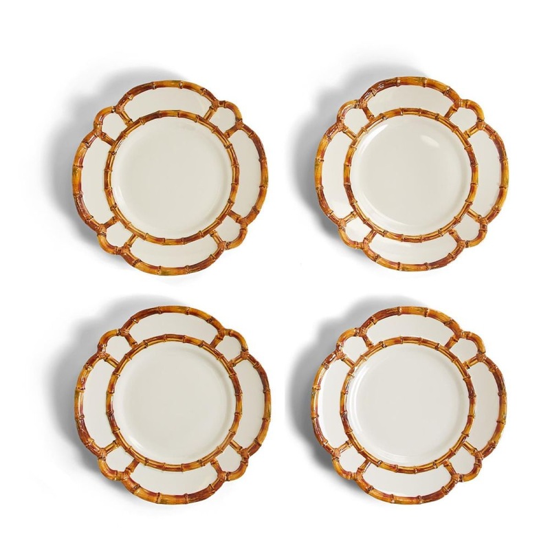 Two’s Company Set of 4 Bamboo Touch Dinner Plate