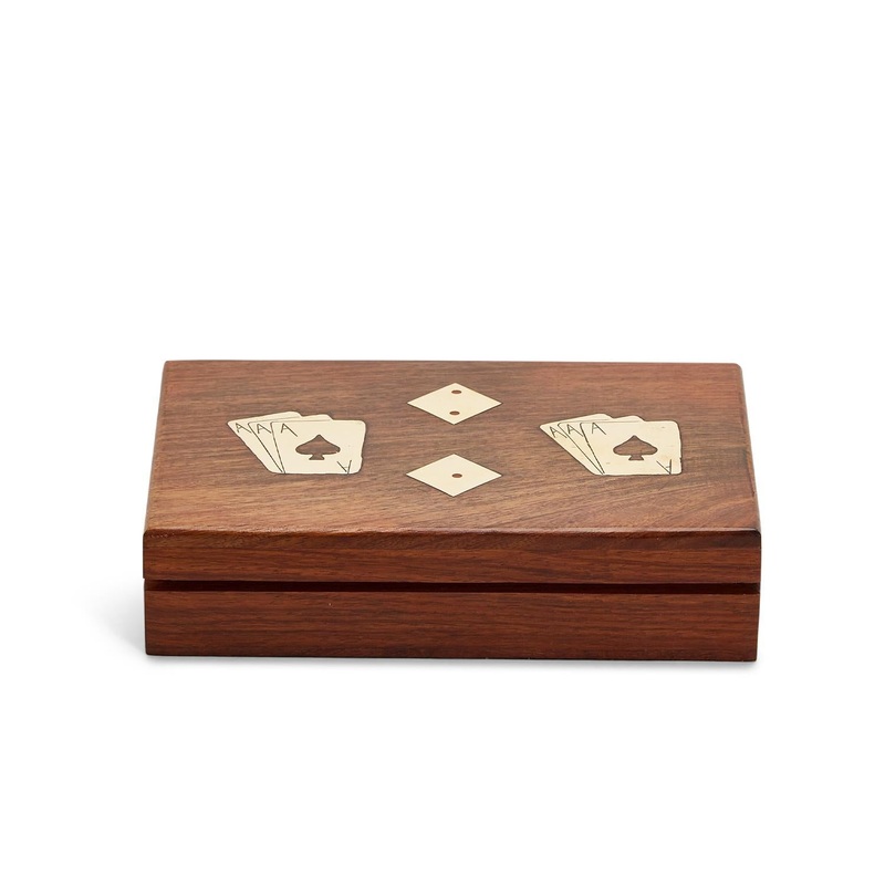 Two’s Company Wood Crafted Playing Card/Dice Game Set