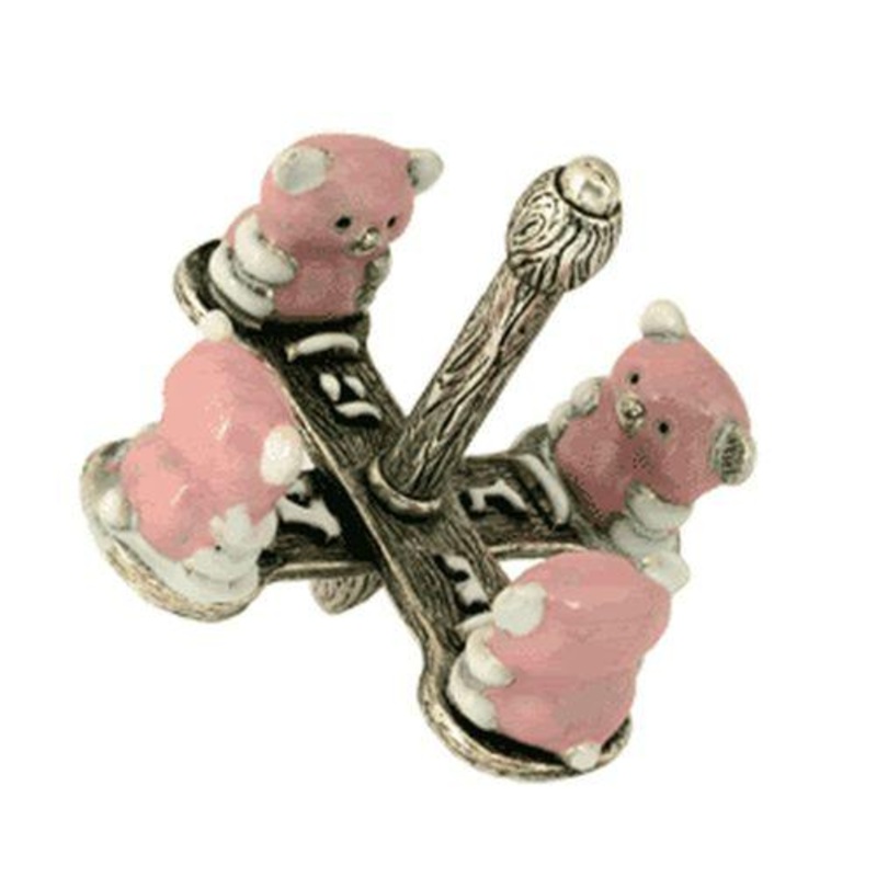 2 Pink Teddy Bear Dreidel By Quest Gifts