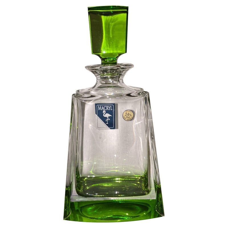 22oz. Green Crystal Decanter – – Made In Czech Republic