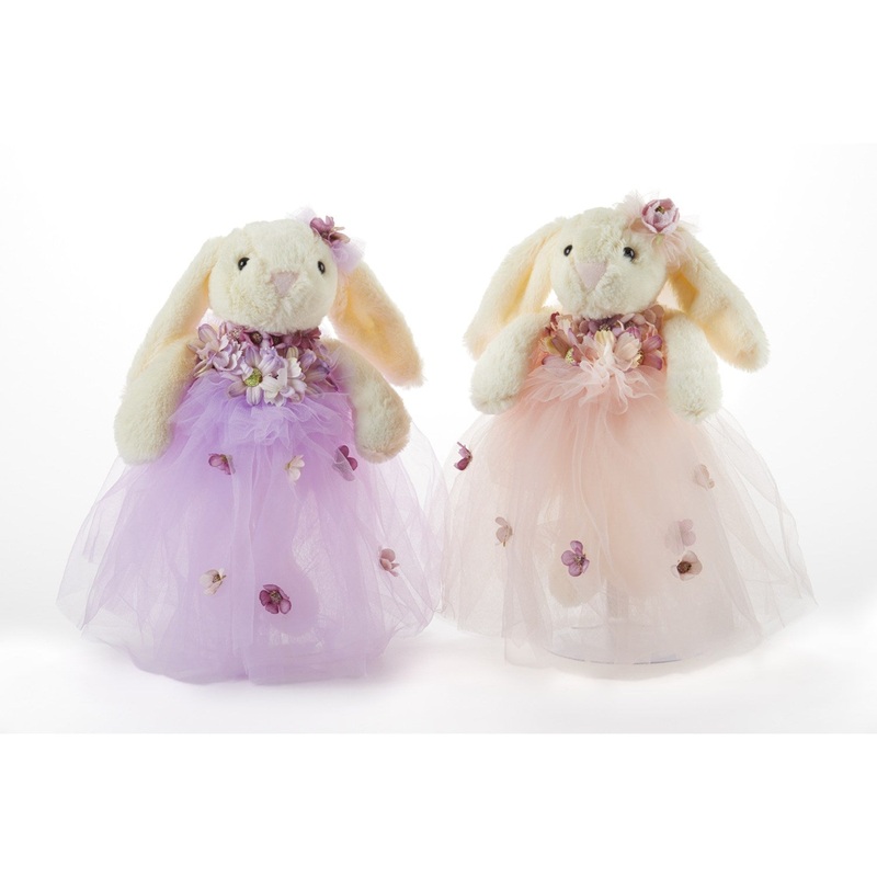 Delton 11 Plush Flower Dress Bunny, 2 Asst