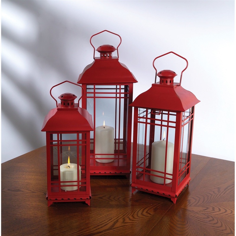 Melrose International Lantern (Set of 3) 14H, 17H, 20H Metal/Glass