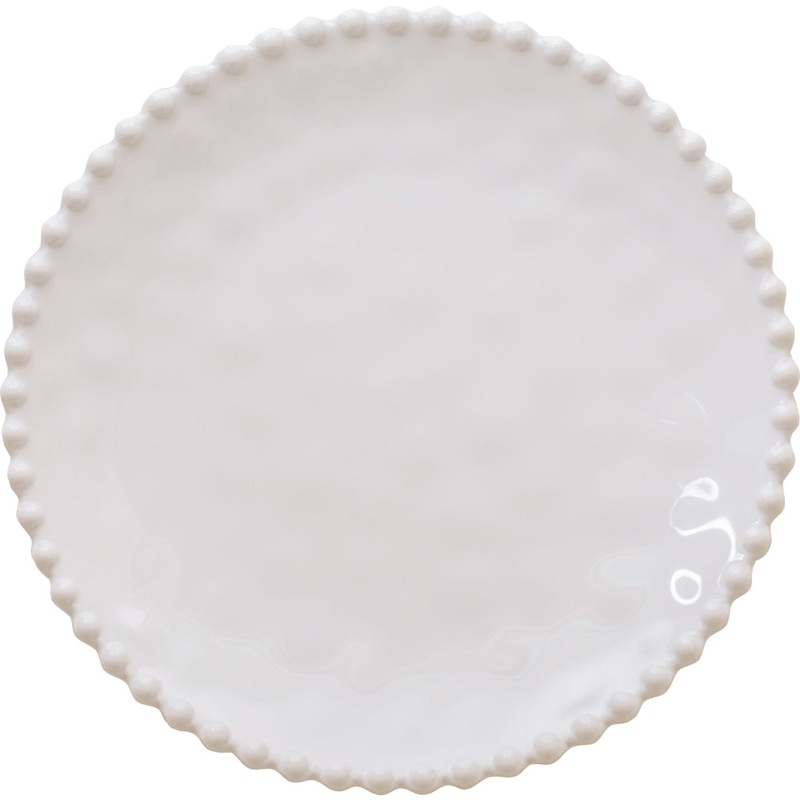 Merritt International Beaded Pearl 8 in. Round Salad Plate Cream Melamine Set Of 6