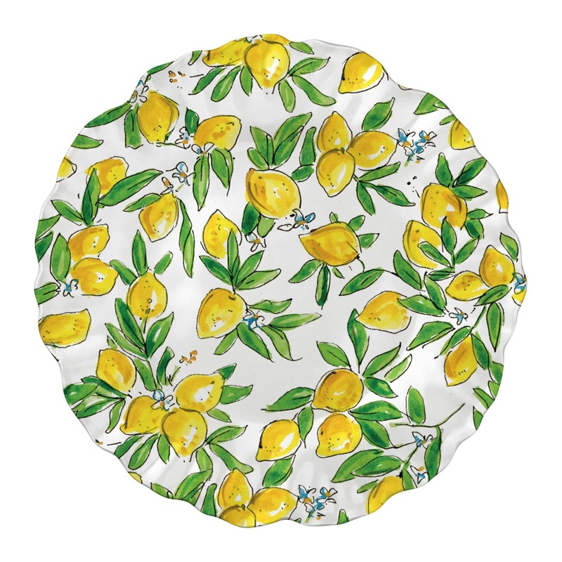 Merritt International French Lemons 11.5 Dinner Plate Melamine Set Of 6