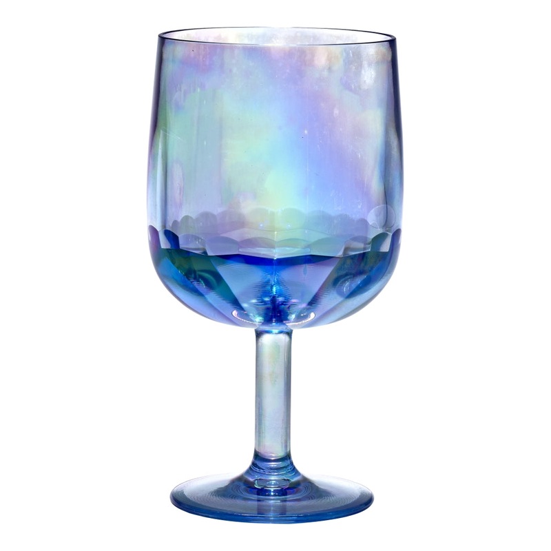 Merritt International Iridescent 12 oz Wine Glass Blue Acrylic Set Of 12