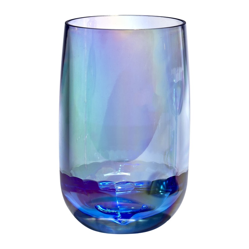 Merritt International Iridescent 14 oz Hi Ball Tumbler Blue Acrylic Set Of 12