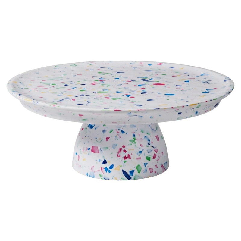 Merritt International Rainbow Terrazzo 12.5 in Dia. x 4.75 in H. Cake Stand Melamine