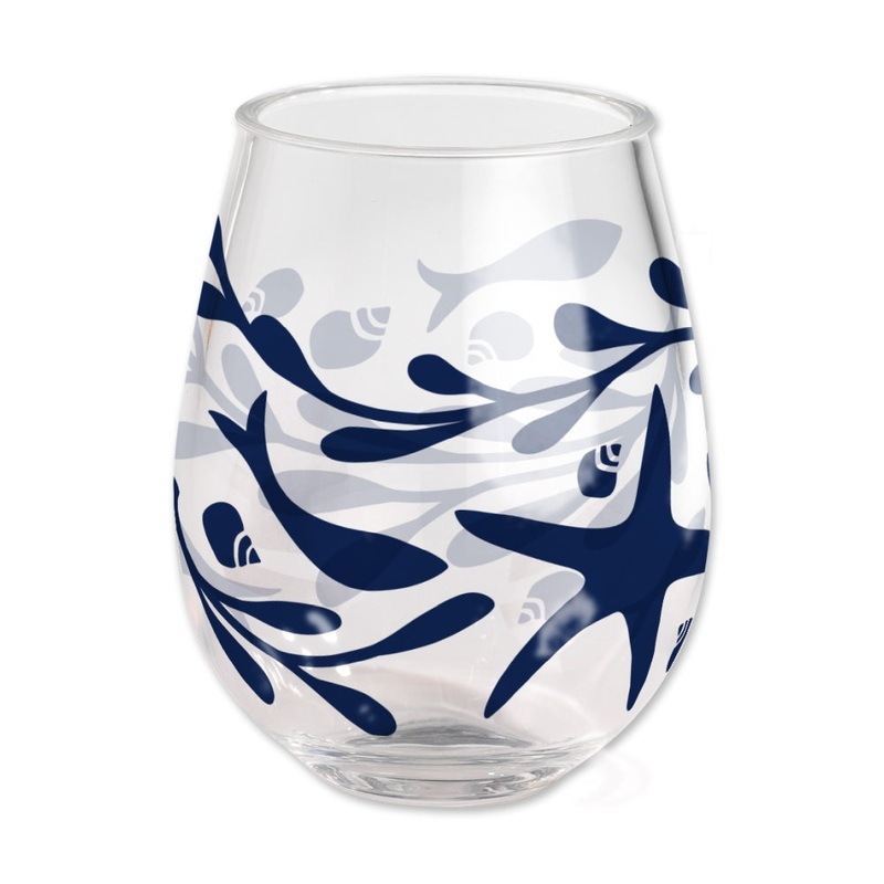 Merritt International Tidepool 15oz Stemless Wine Glass Acrylic Set Of 12