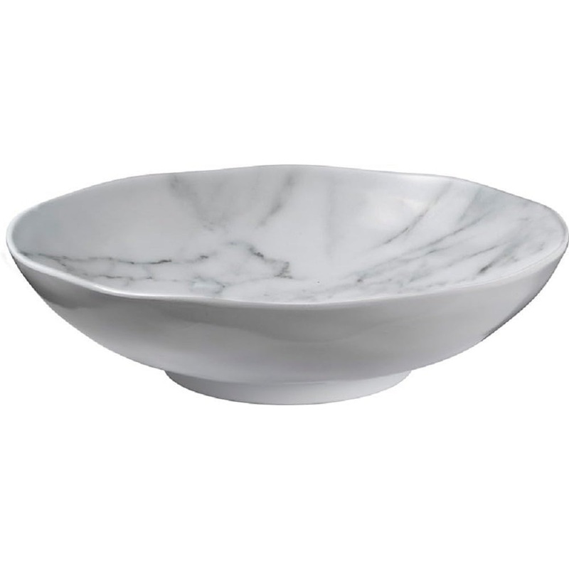 Merritt International White Marble 8 in. Round Salad Bowl Melamine Set Of 6