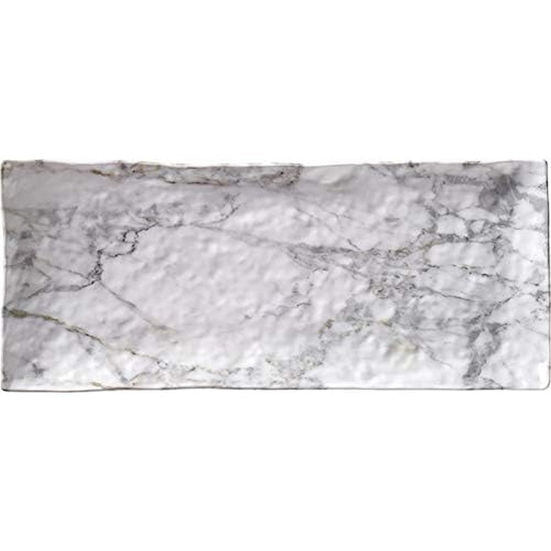 Merritt International White Marble Rectangle 15.25 in. Loaf Tray Melamine