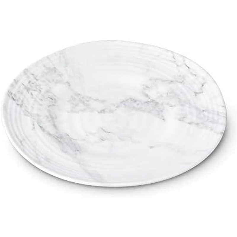 Merritt International White Marble Round 11 in. Dinner Plate Melamine Set Of 6