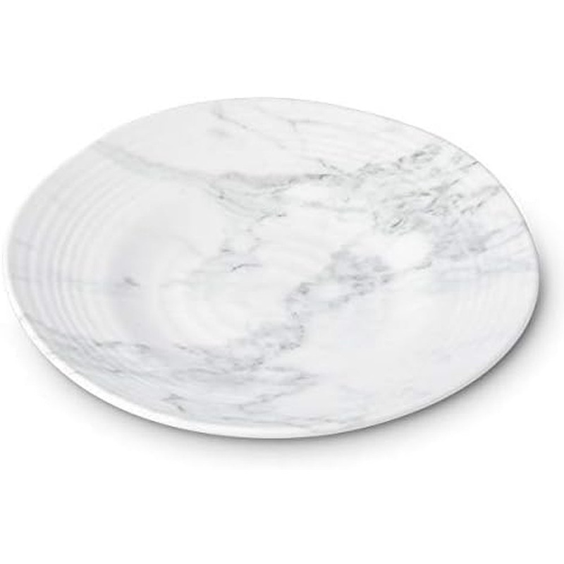 Merritt International White Marble Round 8.5 in. Salad Plate Melamine Set Of 6