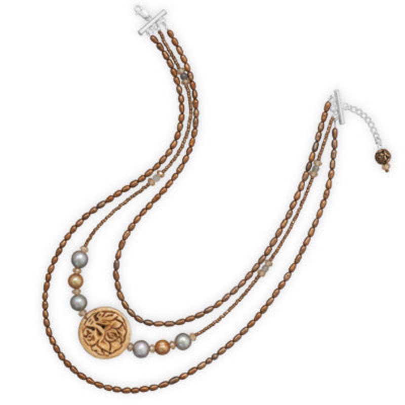 MMA 15.5 Graduated Triple Strand Freshwater Pearl Necklace