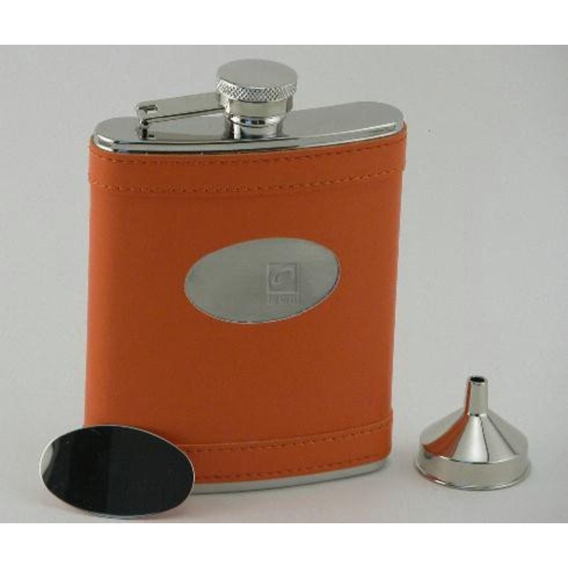 Orange Flask W/ Eng. Plate, Stainless Steel