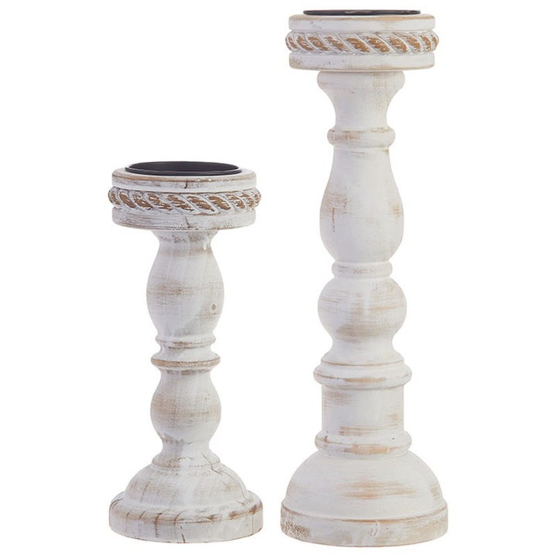 Raz Imports Farm To Table 15.75 Distressed Candle Holder, Set of 2