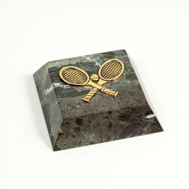 Bey Berk Green Marble Tennis Emblem Paperweight