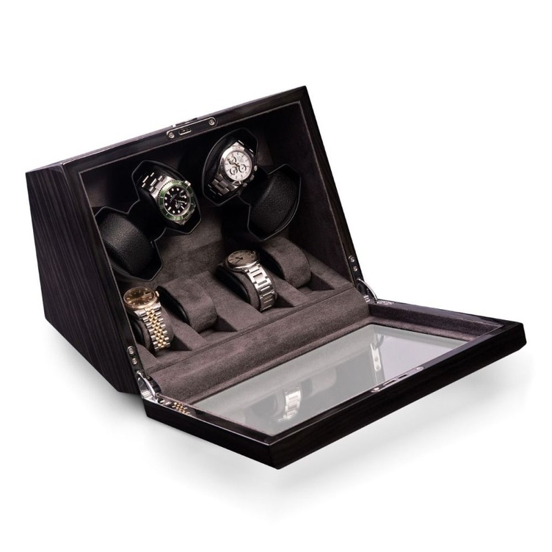 Bey Berk Louis Ash Wood High Laqcuer Four Watch Winder and Storage Case