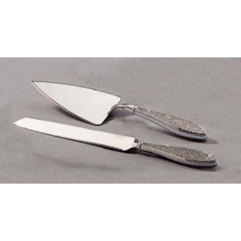 Leeber White Glitter Cake Knife & Server Set