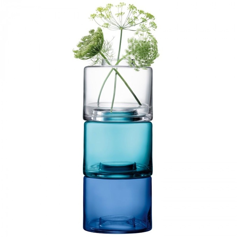 LSA International Stack Vase Trio H16.25in Asstd. Color S/3