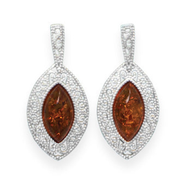 MMA Baltic Amber Scroll Design Earrings
