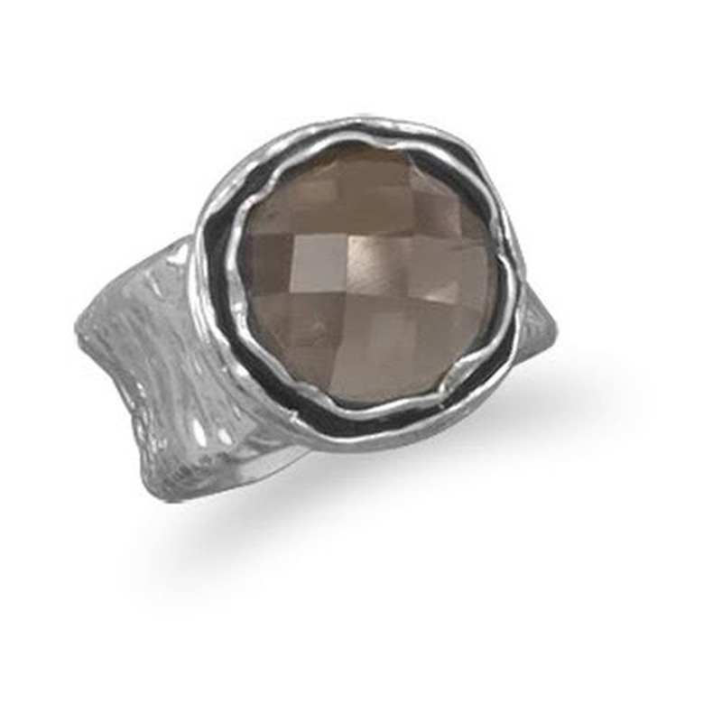 MMA Faceted Smoky Quartz Ring / Size 6