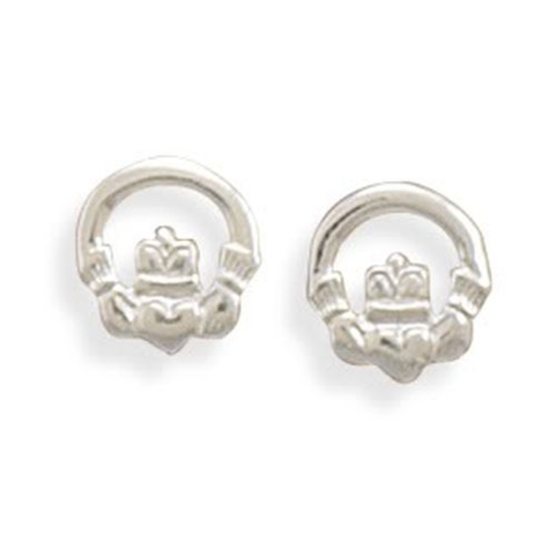 MMA Polished Claddagh Stud Earrings