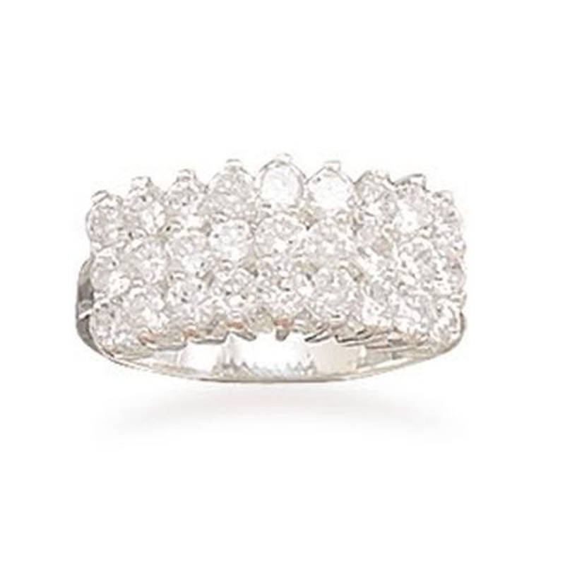 MMA Three Row Raised Cz Ring / Size 7