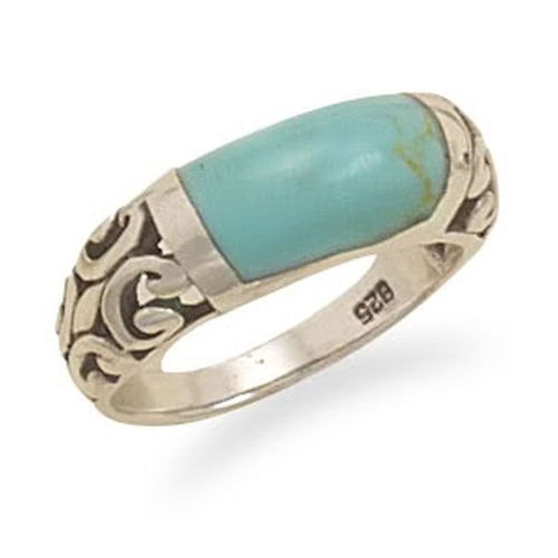 MMA Turquoise with Filigree Design Edge Ring / Size 5