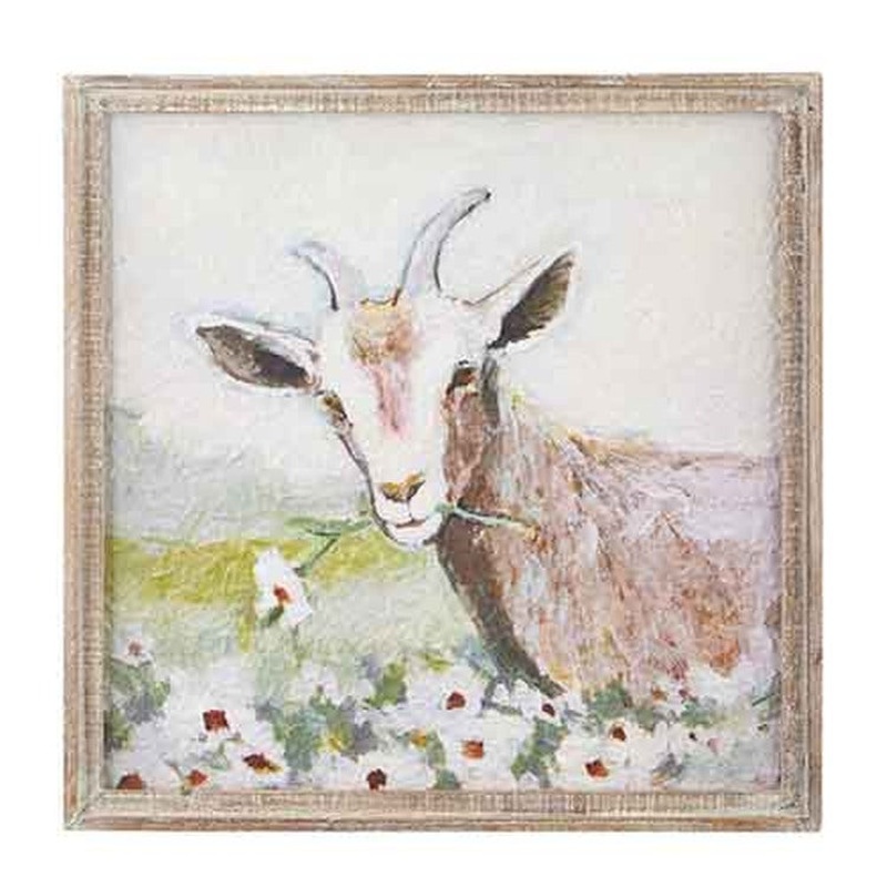 Raz Imports Boxwood 19.75 Goat Textured Paper Framed Wall Art