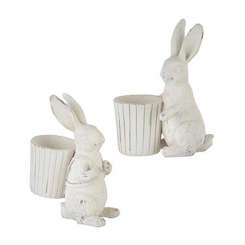 Raz Imports Boxwood 6 Bunny With Basket, Asst of 2