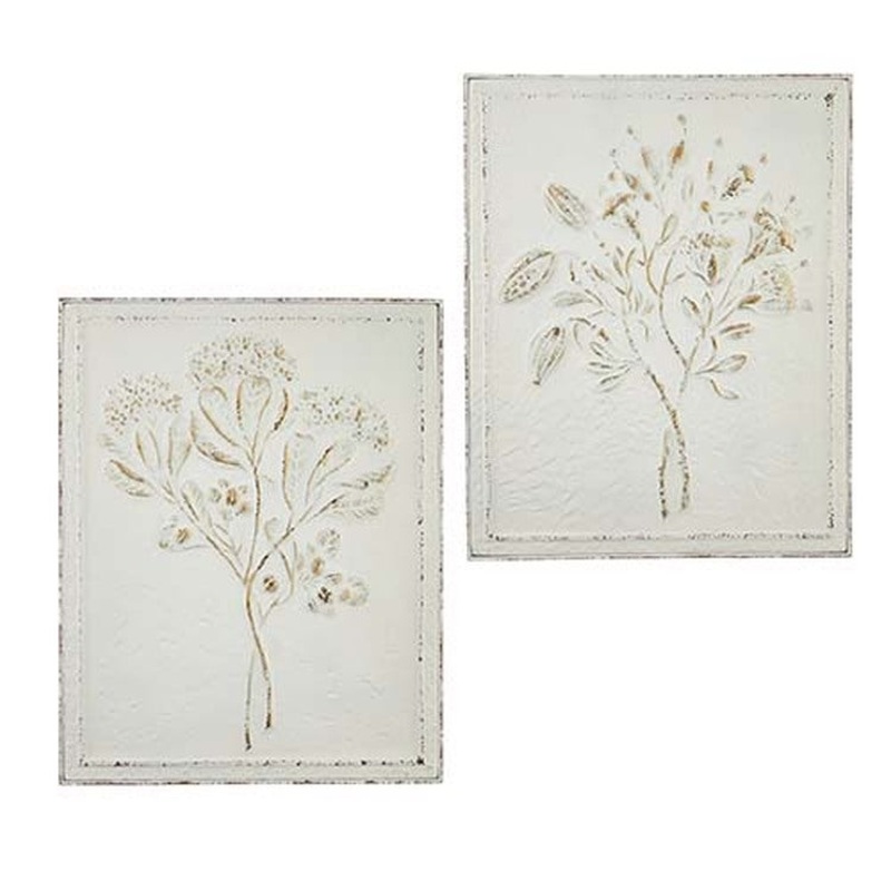 Raz Imports Natural Surroundings 23.5 Floral Embossed Metal Wall Art, Asst of 2
