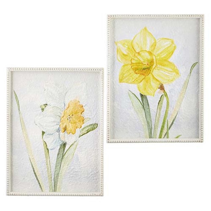 Raz Imports Storybook Spring 19.5 Farmhouse Daffodil Framed Wall Art, Asst of 2