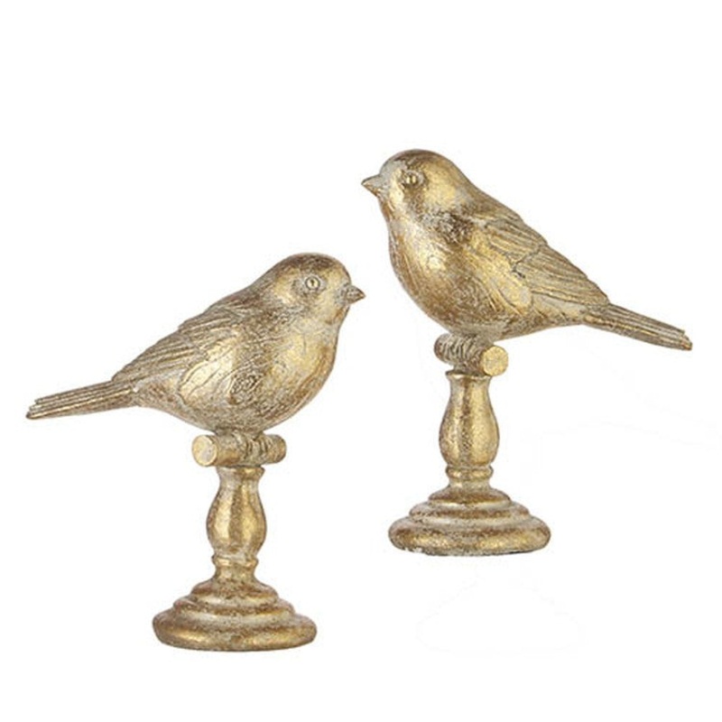 Raz Imports The Cottage 5 Gold Leaf Bird Finial, Asst of 2